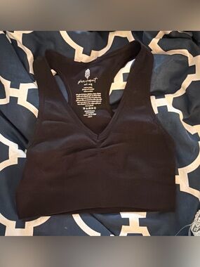 Free People Black Racerback V-Neck Sports Bra NWOT